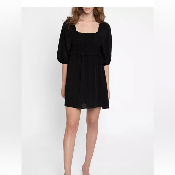 NICOLE MILLER Smocked Mini Dress NWT denim blue size M (b18) - Picture 2 of 5